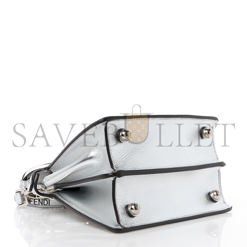 F**di x marc jacobs vitello catalan mirror petite peekaboo i see u satchel argento (20*15*11cm)